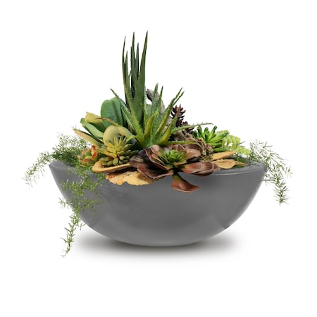 The Outdoor Plus 33 Round Sedona Planter Bowl - GFRC Concrete - Natural Gray - OPT-33RP-NGY